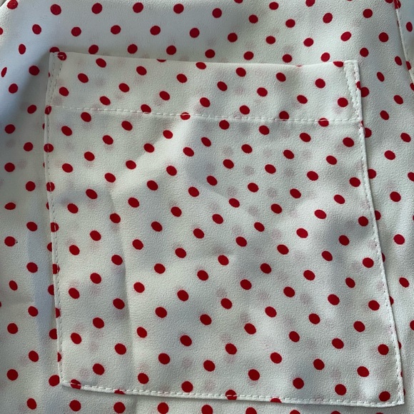New York & Co, White w /red polka dot blouse, L - Picture 10 of 12